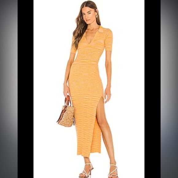 NWT L*Space Destination Knit Ribbed Apricot Bodycon Maxi Dress Medium Revolve - Picture 1 of 14